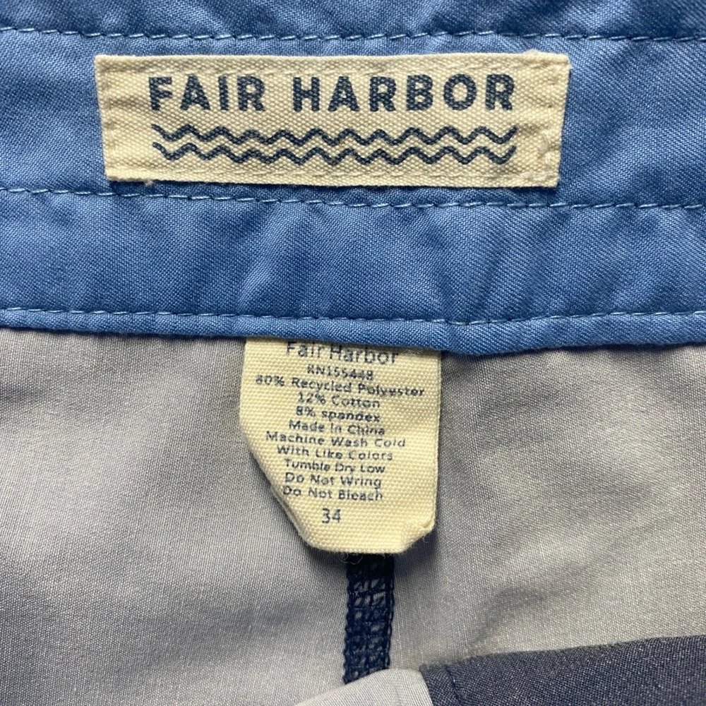 Fair Harbor Board Shorts Mens Size 34 Navy Blue Striped Swim Trunks